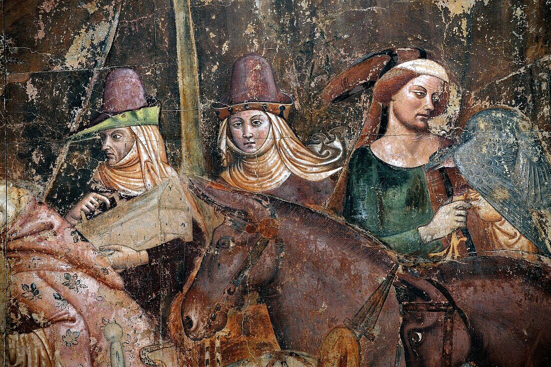 Detail from 14thC The Triumph of Death by Bonamico di Martino da Firenze Buffalmacco in the Camposanto, Pisa, Tuscany, Italy