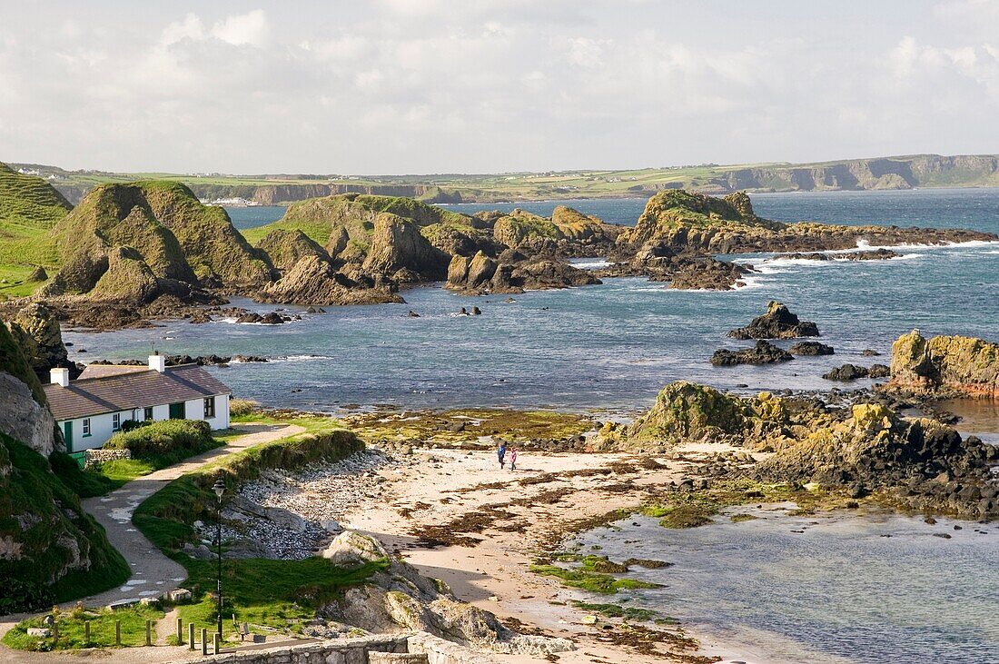 The beach at Ballintoy Harbour at White Park Bay between Bushmills and Ballycastle on County Antrim coast road, Northern Ireland