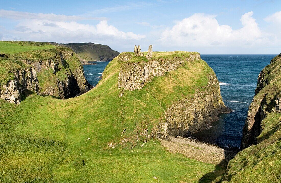 Dunseverick Castle, County Antrim, Northern Ireland Prehistoric promontory fort with 16thC castle ruin near Bushmills