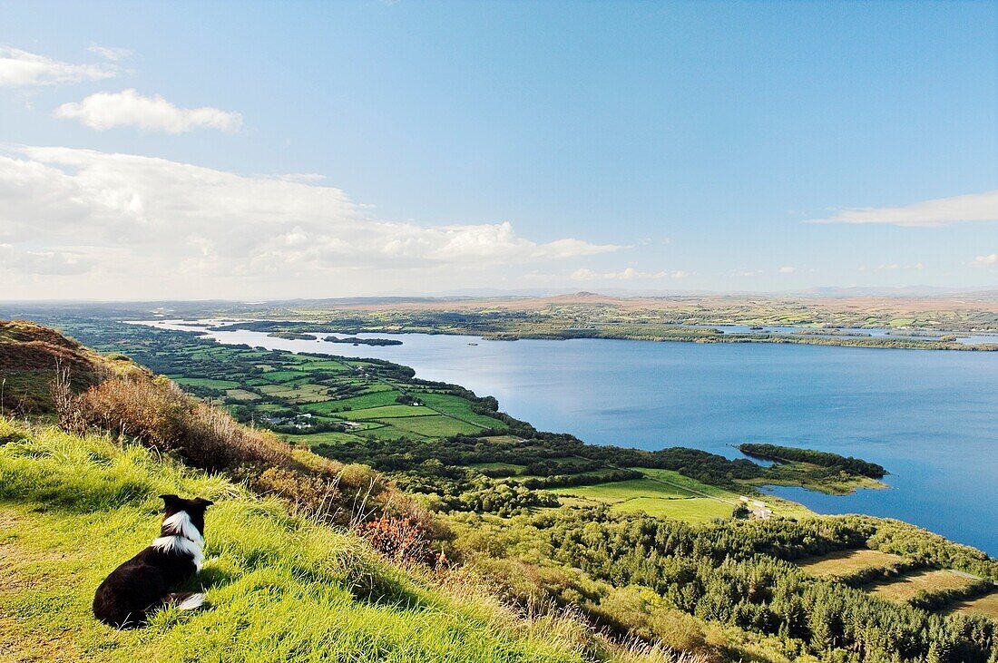 West over Lower Lough Erne from Cliffs of Magho County Fermanagh near Beleek Enniskillen toward Donegal Bay Ireland