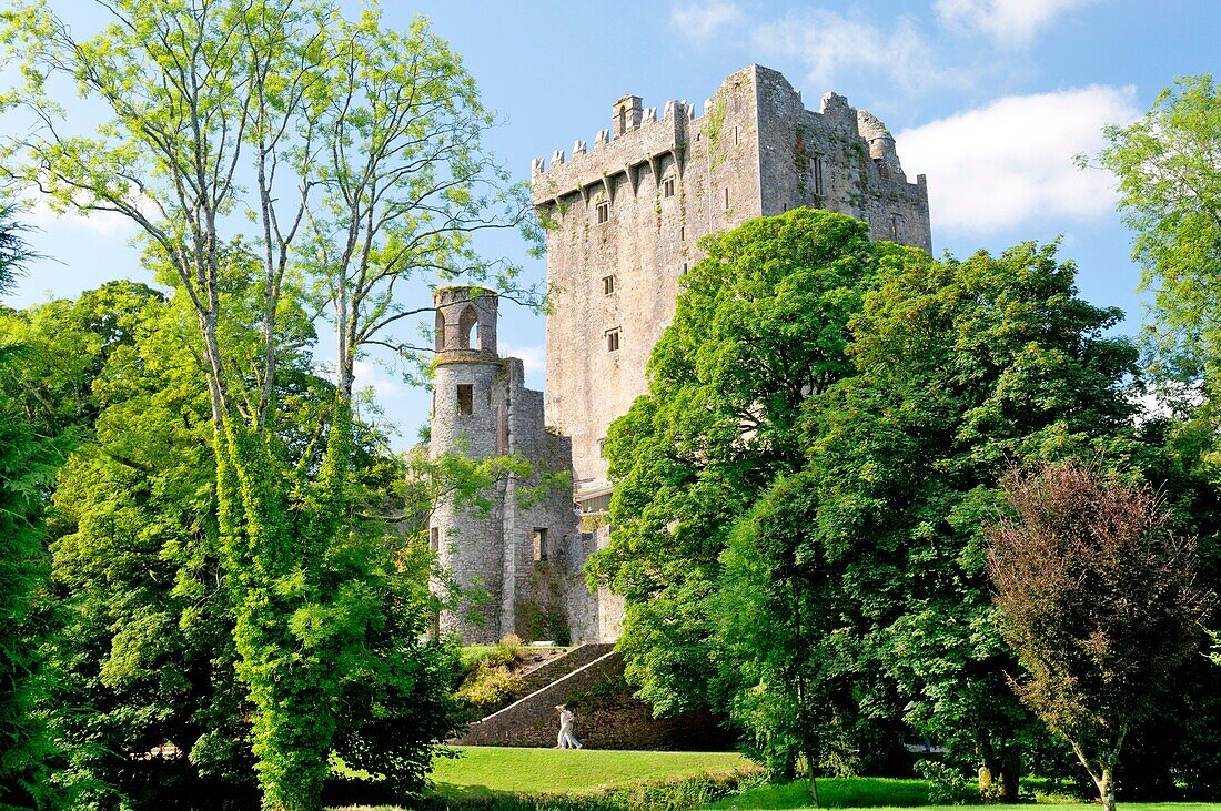 Blarney Castle, County Cork, Ireland Eire The Blarney Stone sits in the battlements at the top of the castle keep