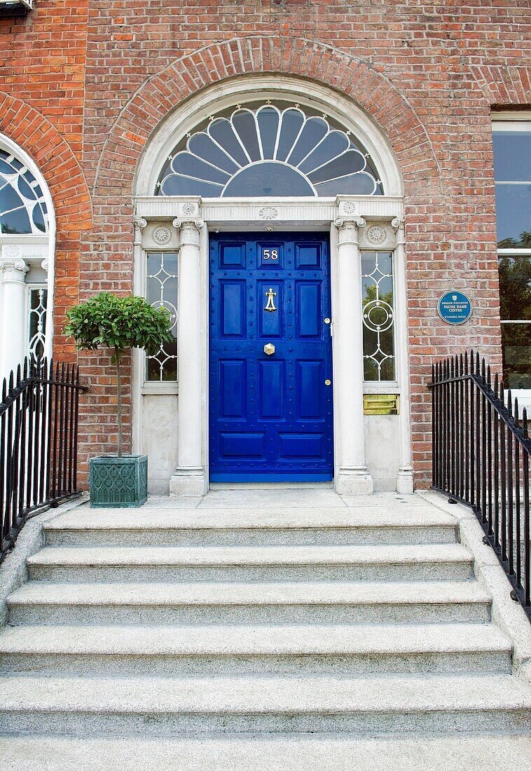 Dublin City, Ireland Georgian period townhouse doorway in Merrion Square