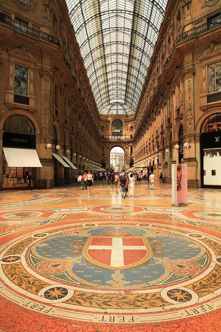 Galleria Vittorio - interior mosaic floor, Milan, Lombardy, Italy
