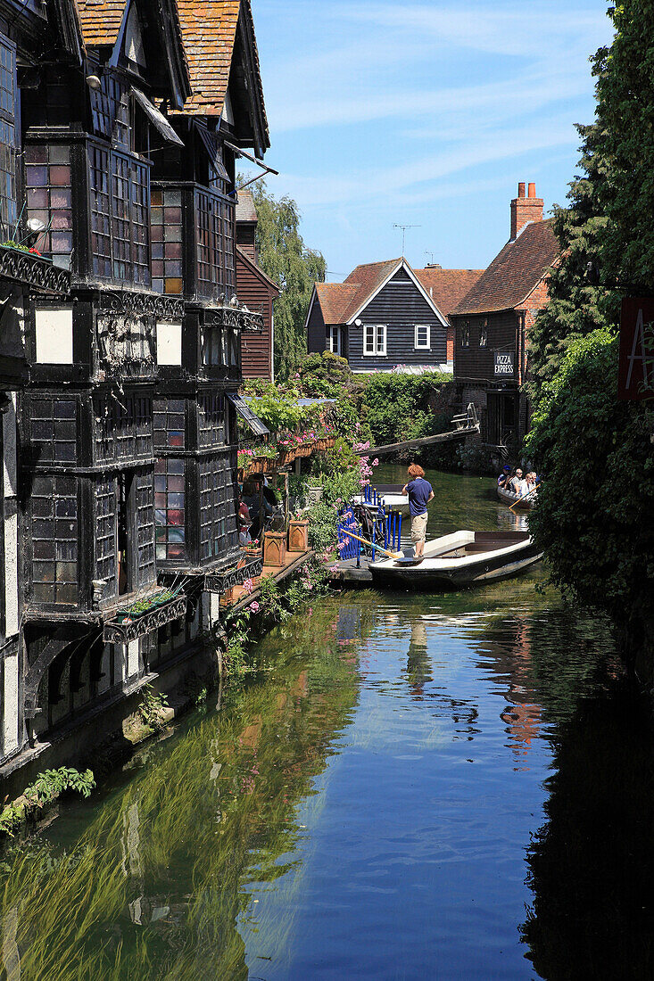 Boat trip on the River Stour, Canterbury, Kent, UK - England