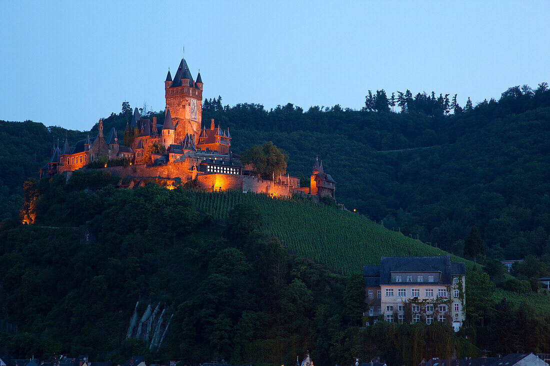 Castle at dusk, Cochem, Rhineland-Palatinate, Germany