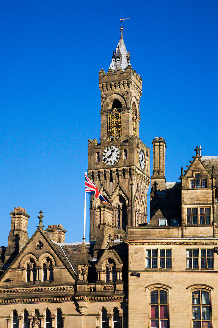 City Hall Clock Tower Bradford, Bradford, Yorkshire, UK - England