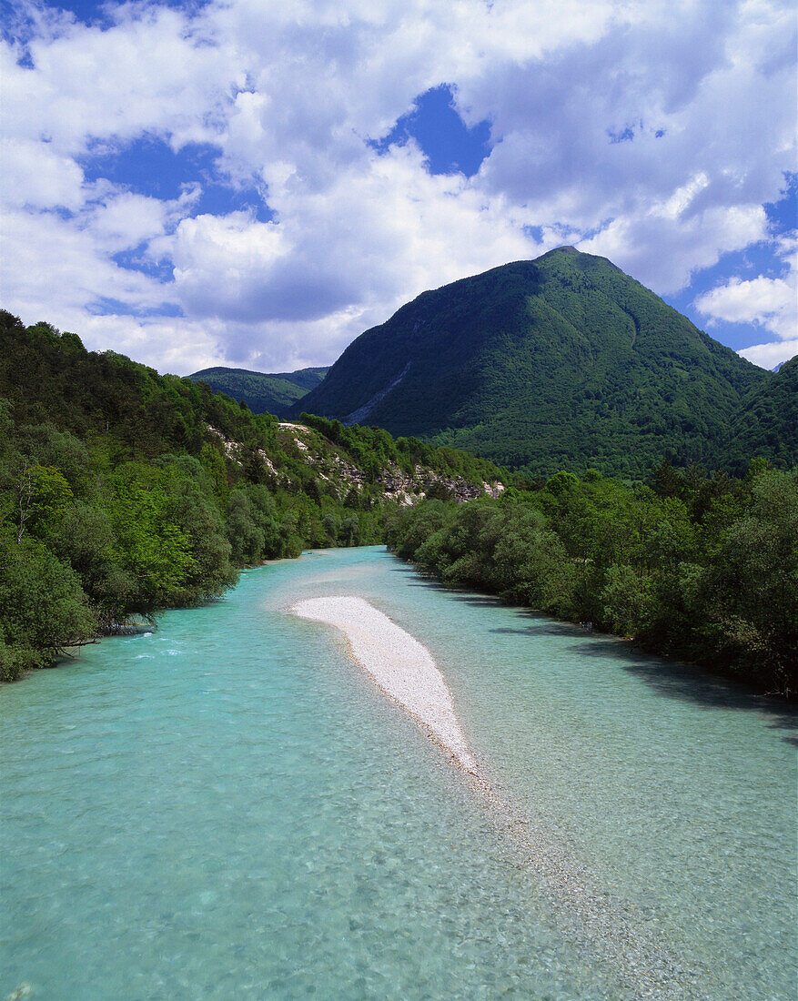 River Soca in the Soca Valley, Cezsoca - near, Gorenjska, Slovenia