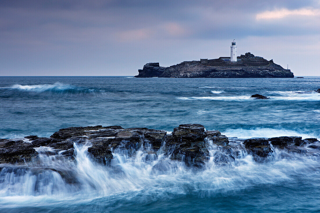 Lighthouse at Godrevy Point, Hayle - near, Cornwall, UK - England