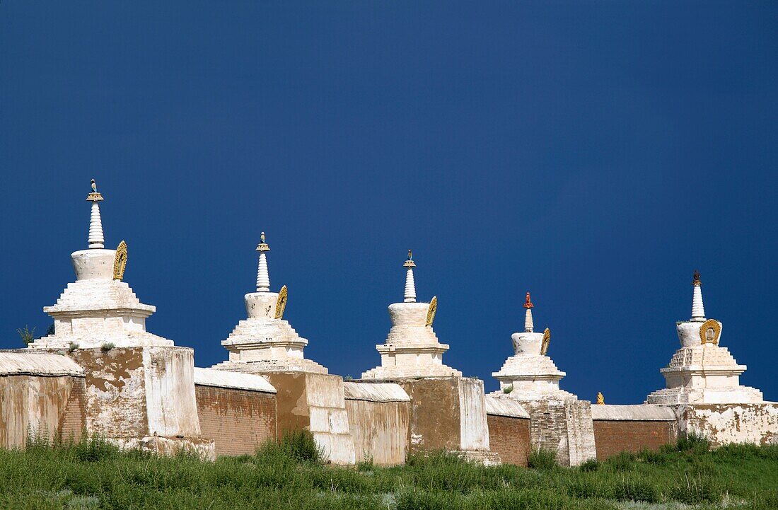 The walls of Erdene Zuu monastery with its 108 stupas, Karakorum, Mongolia