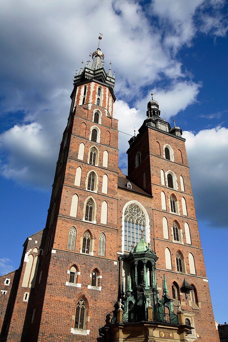 St Mary's church in Rynek Glowny square in Krakow, Poland