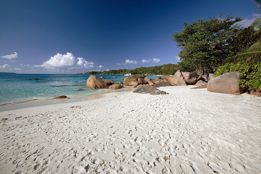 White sand in Anse Lazio, Praslin, Seychelles