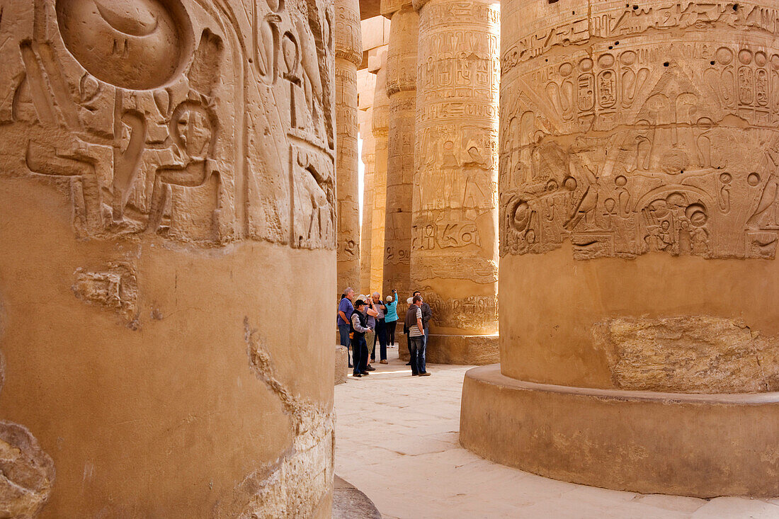 Säulen des Hypostyls, Großer Säulensaal, Karnak Tempel, Luxor, früher Theben, Ägypten, Afrika