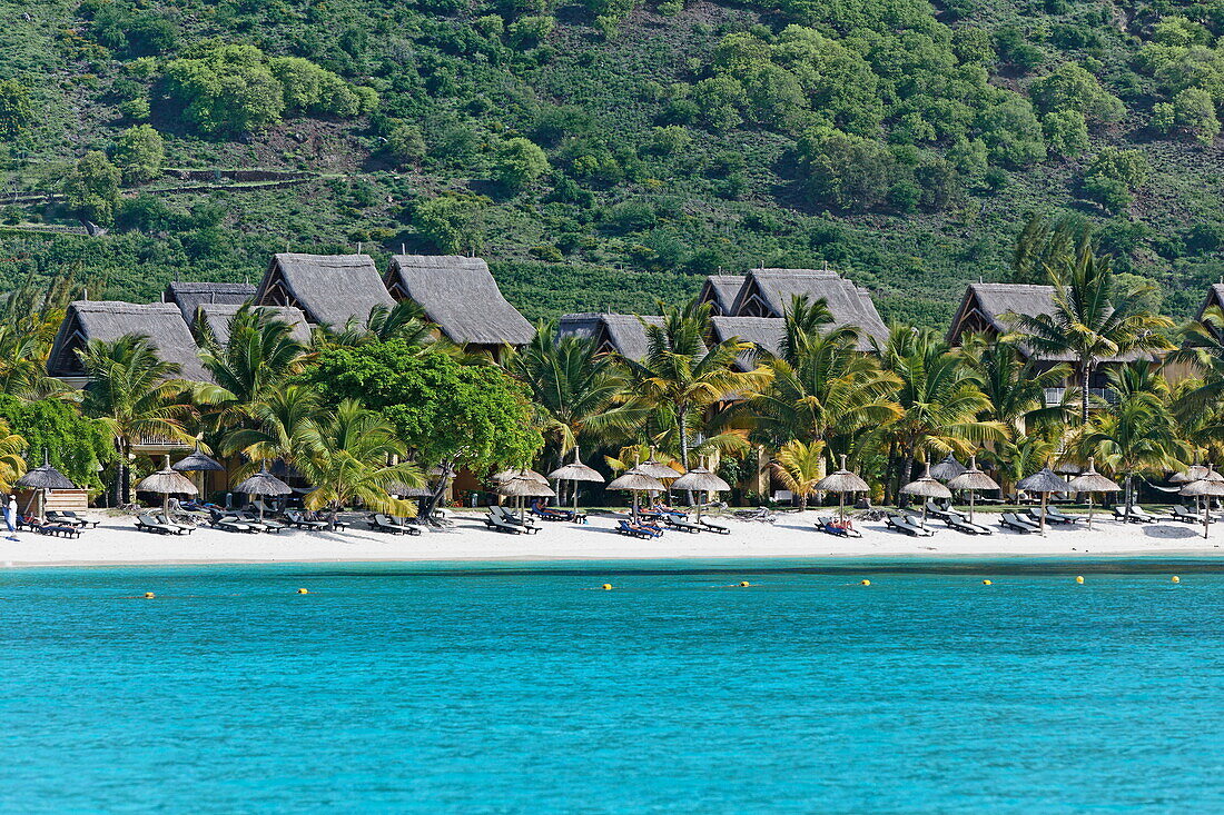 Blick auf den Strand des Beachcomber Hotel Paradis &amp; Golf Club, Mauritius, Afrika