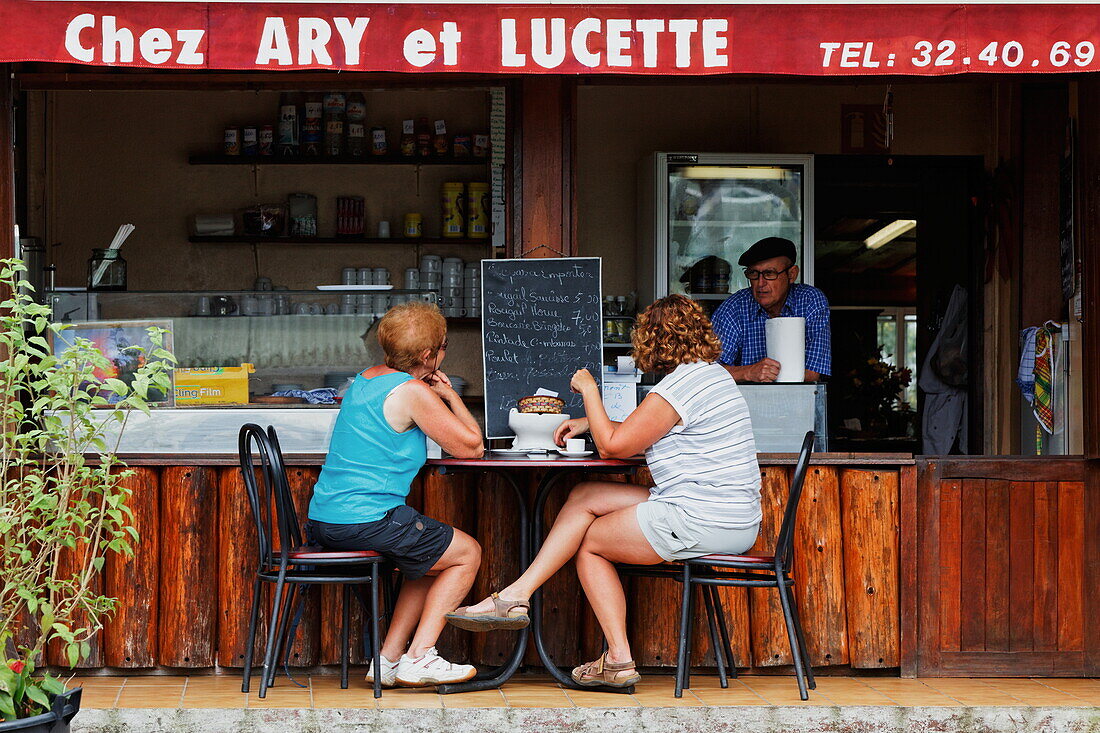 People at a bistro in Petite-Ile, La Reunion, Indian Ocean