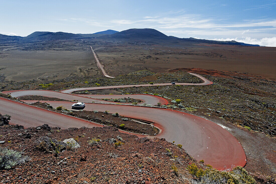 View at country road in a plain, Plaine des Sables, La Reunion, Indian Ocean