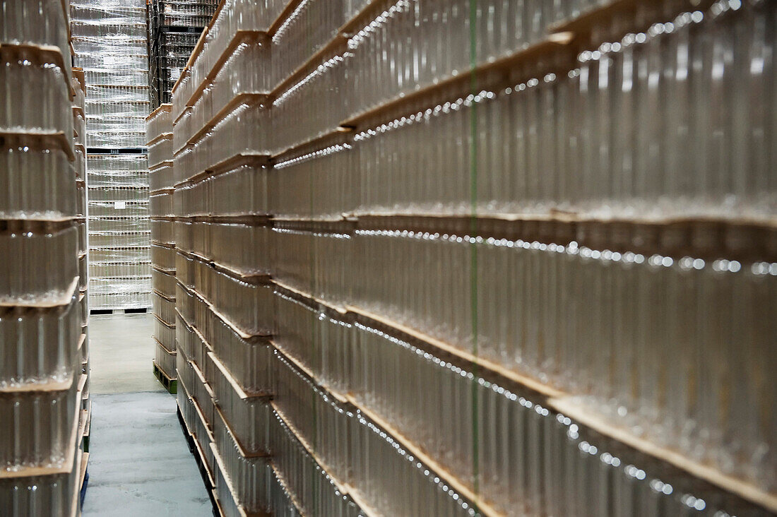 Stacks of Clear Plastic Bottles, Preston, Washington, USA
