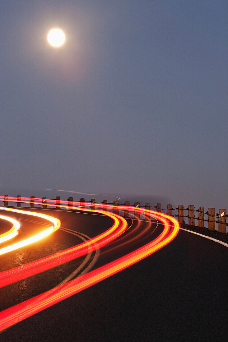 Full Moon Over a Curving Road, Rural Eastern Washington, USA