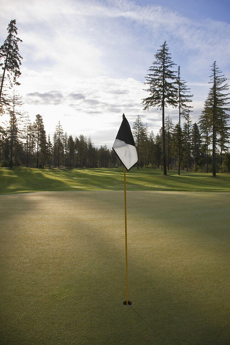 Golf Putting Green at Sunset, Cle Elum, Washington, USA