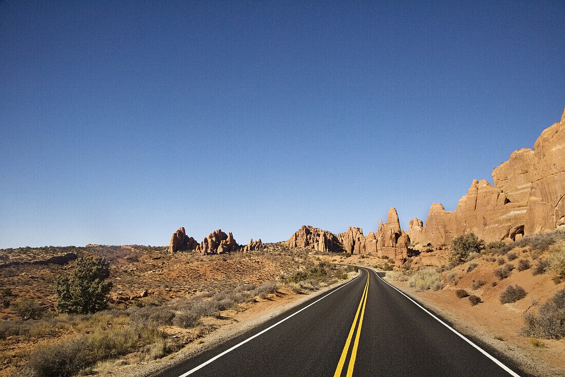Road Through Desert, Arches National Park, near Moab, UT, U.S.