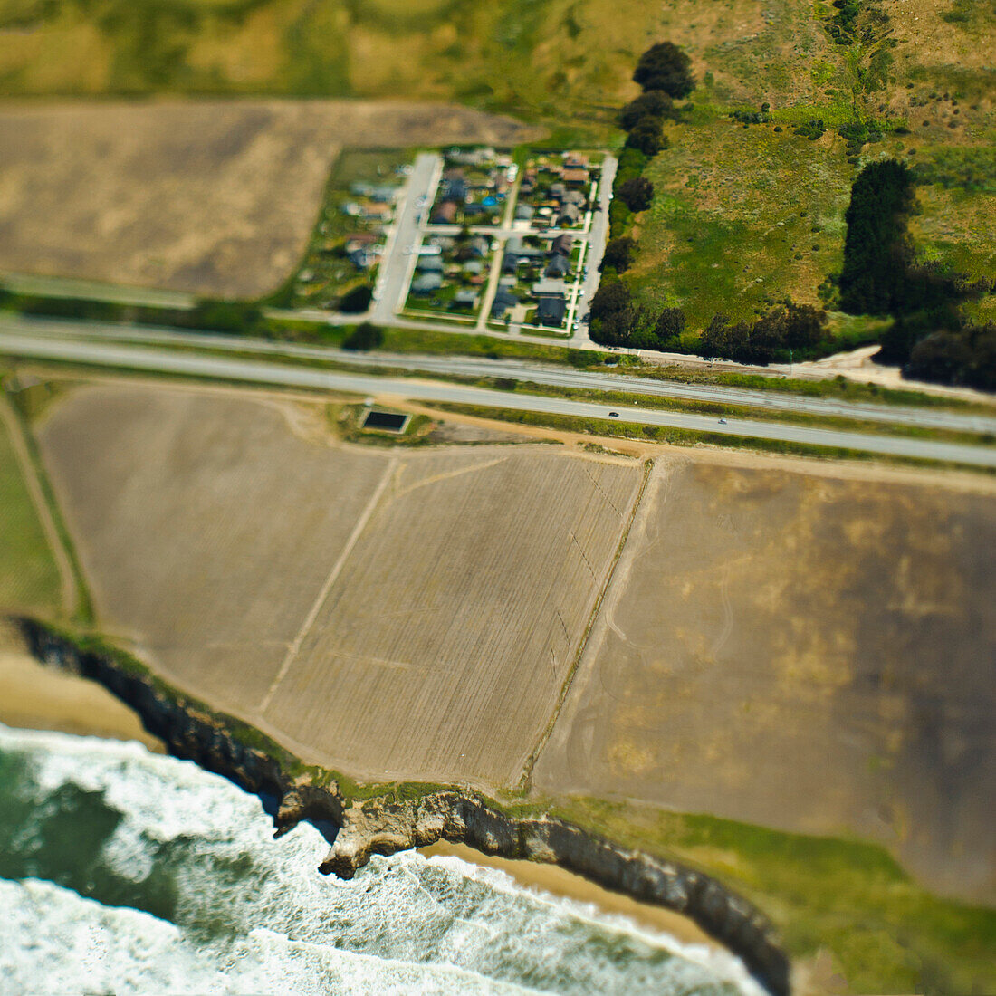 Coastal Road and Farmland, San Mateo County, California, USA