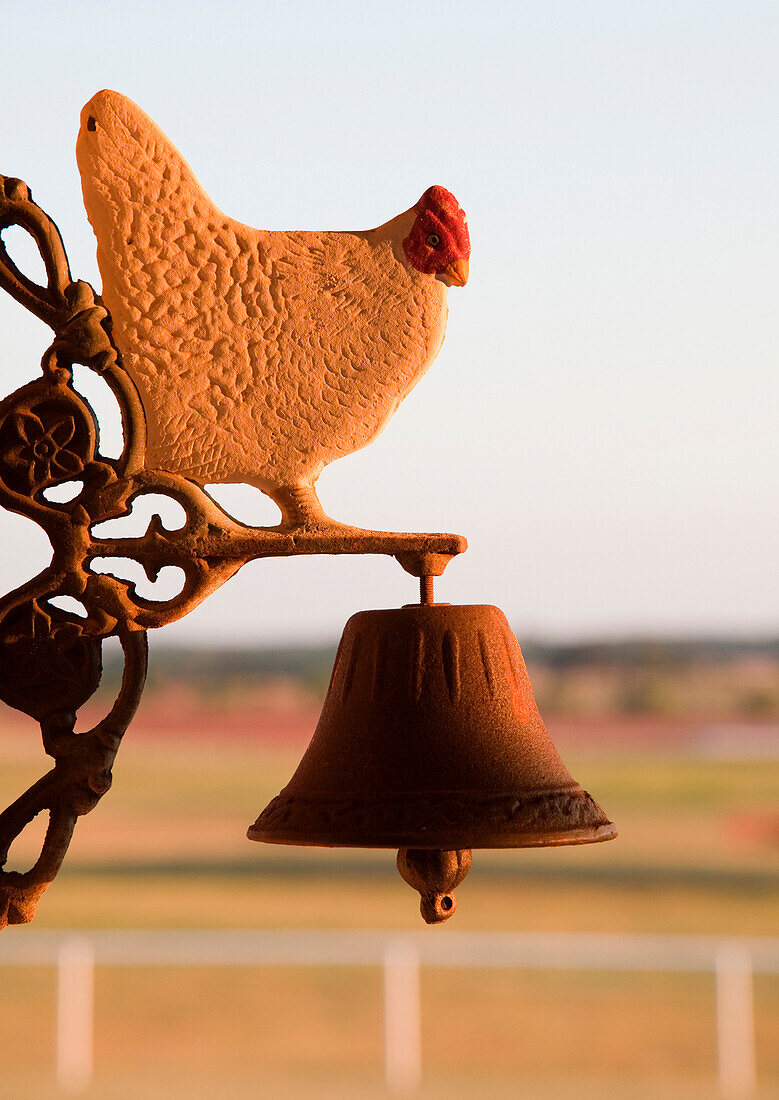 Decorative Bell with Chicken Figure, Washington, Oklahoma USA