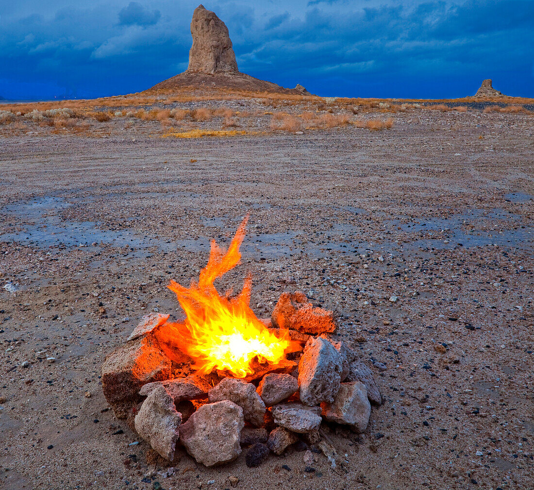 Campfire in Desert, CA, USA