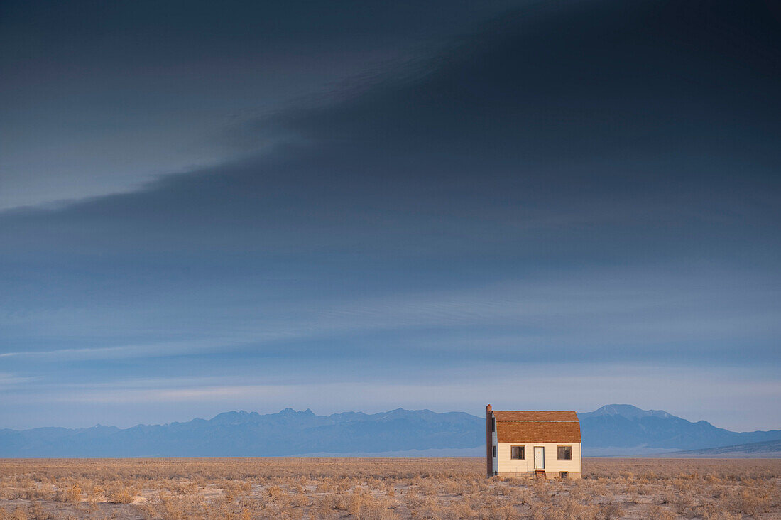 Remote House in Barren Lanscape, Alamosa, Colorado, USA