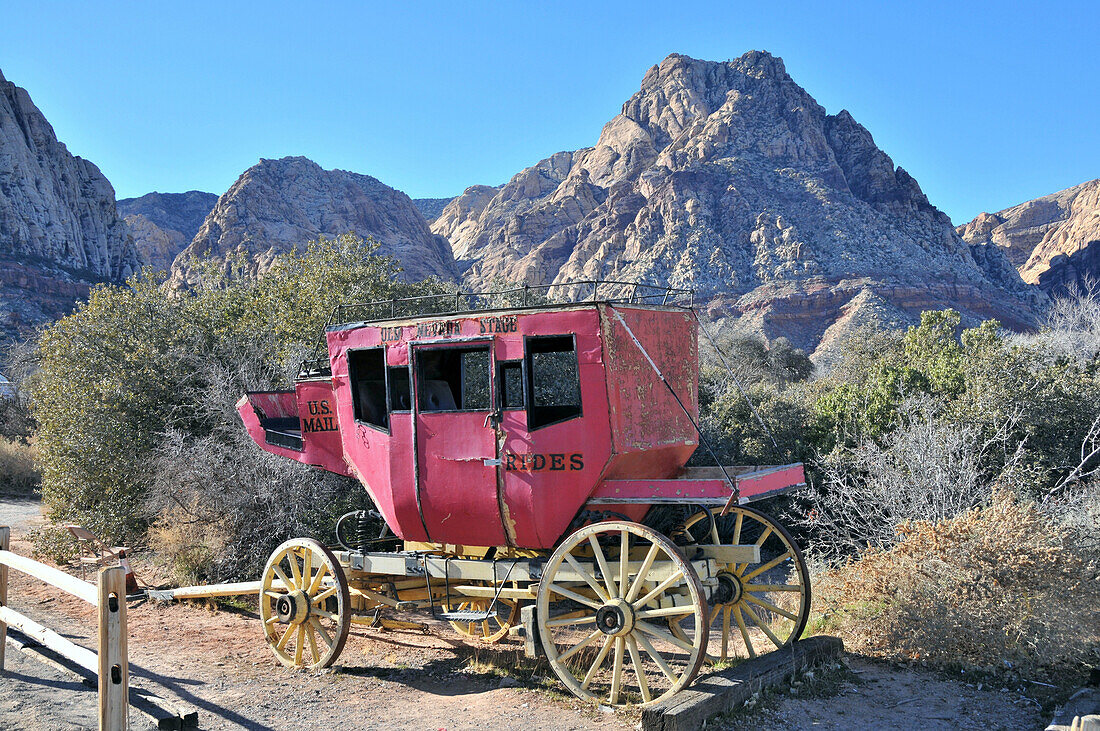 Alte Postkutsche in Old Nevada Bonnie Springs bei Las Vegas, Nevada, USA, Amerika