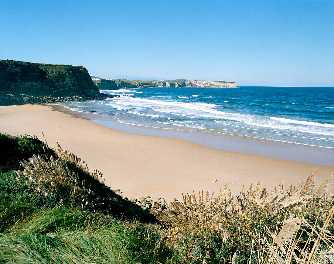 Beach at Playa de los Locos, Suances western beach, Cantabria, Spain