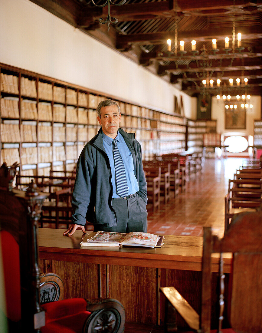 Historian in the archives of Palacio de las Cadenas, Úbeda, Andalusia, Spain