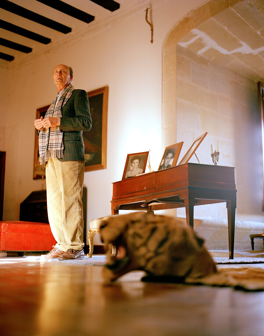 Lord in the great hall at Castillo de Canena, Canena, near Úbeda, Andalusia, Spain