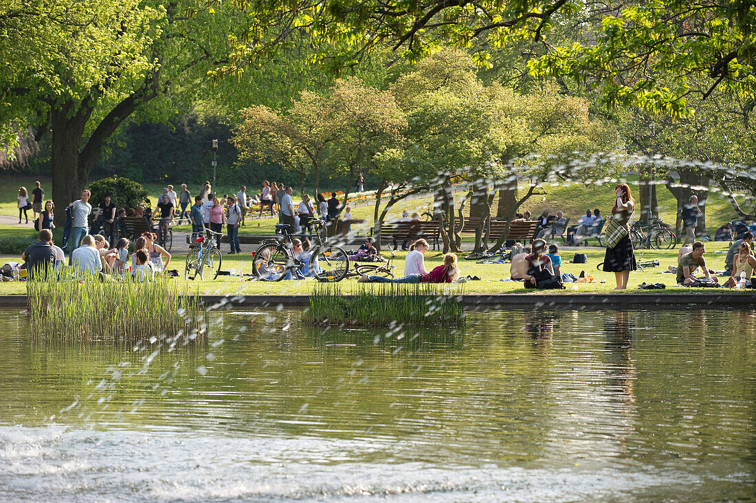 Urban park, Freiburg im Breisgau, Baden-Wurttemberg, Germany