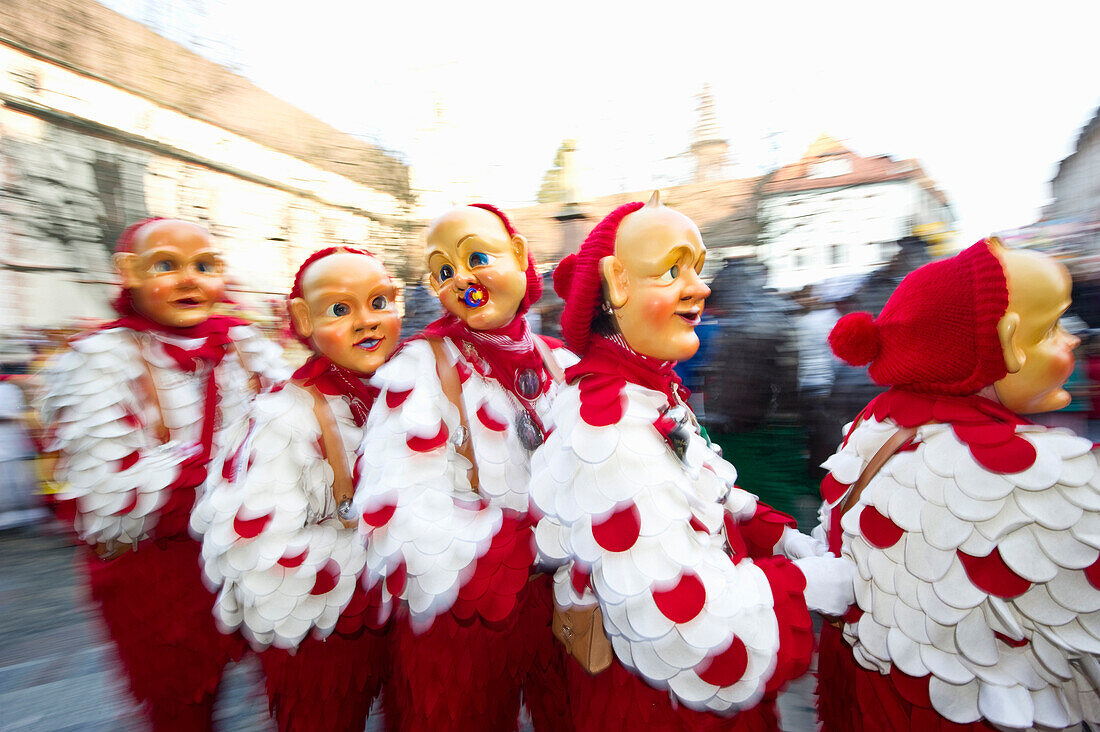 Carnival parade in old town, Freiburg im Breisgau, Baden-Wurttemberg, Germany