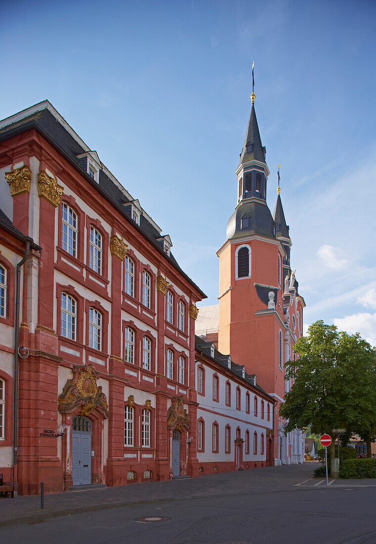 Building of Benedictines' abbey at Prüm, Founded in 721, Eifel, Rhineland-Palatinate, Germany, Europe