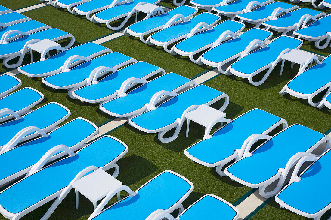 Sun loungers on deck of cruise ship, Abstract, Specials