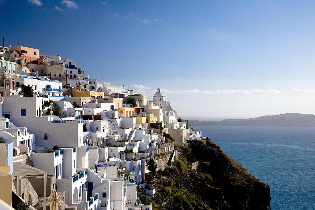 Clifftop town and sea, Fira, Santorini Island, Greek Islands