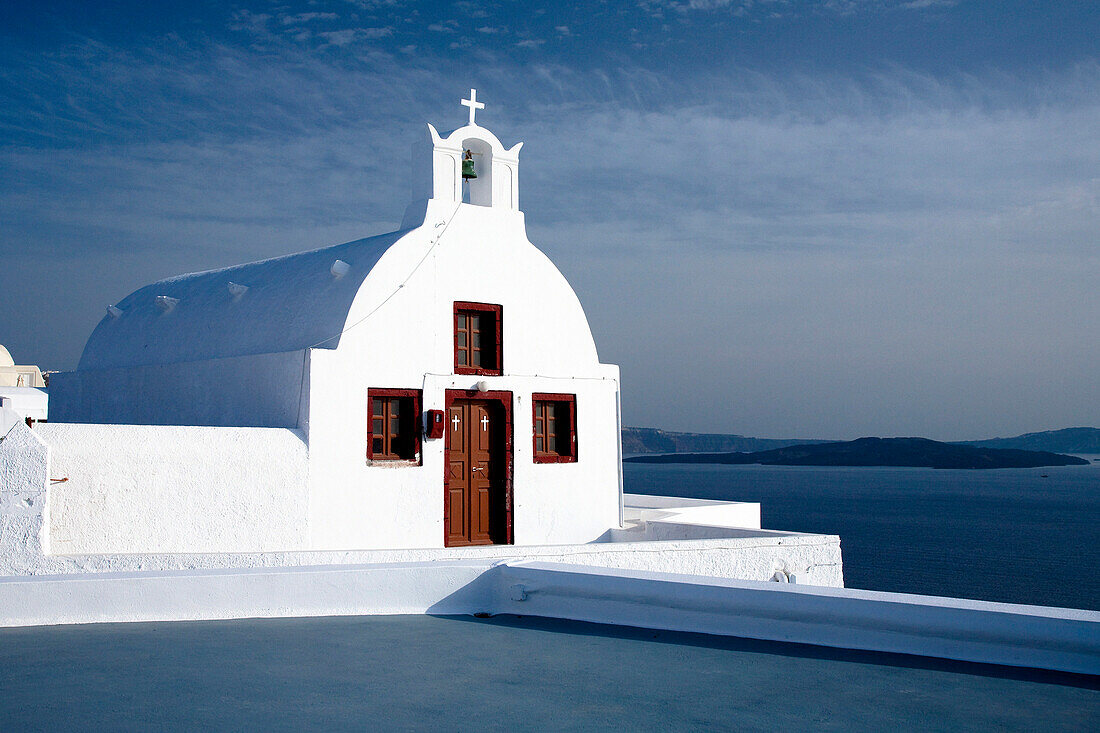 Small church by the sea, Oia, Santorini Island, Greek Islands