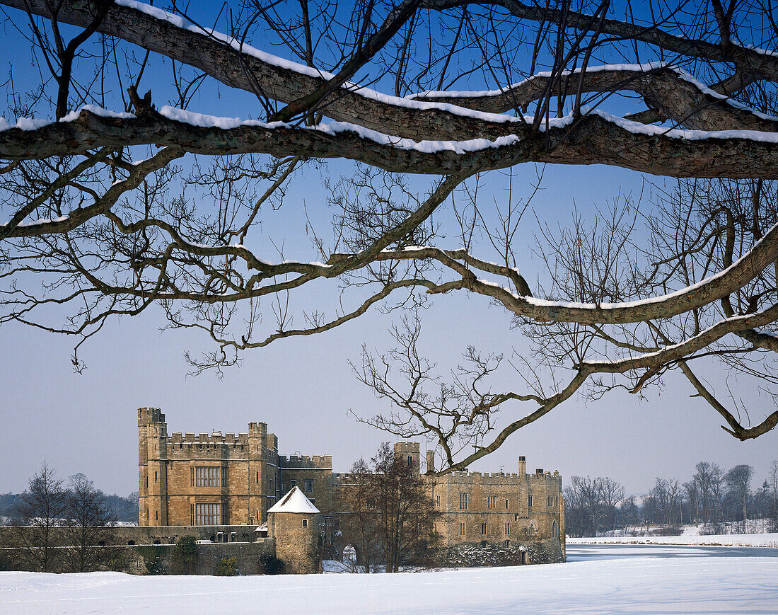Leeds Castle in winter, Maidstone, Kent, UK - England