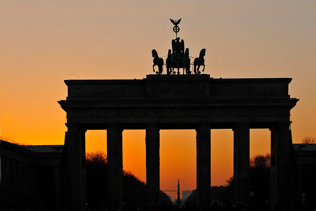 Brandenburg Gate in sunset glow, Berlin, Germany