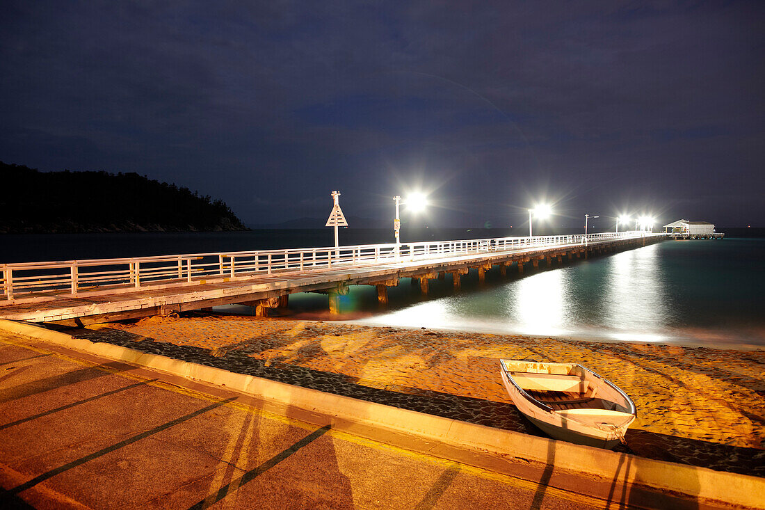 Jetty in Picnic Bay at night, southeast Magnetic island, Great Barrier Reef Marine Park, UNESCO World Heritage Site, Queensland, Australia