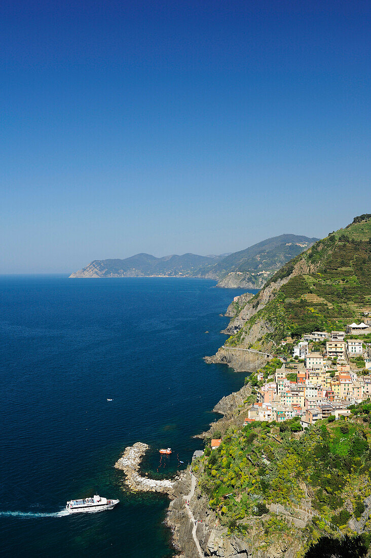 View over Riomaggiore, Cinque Terre, Liguria, Italy