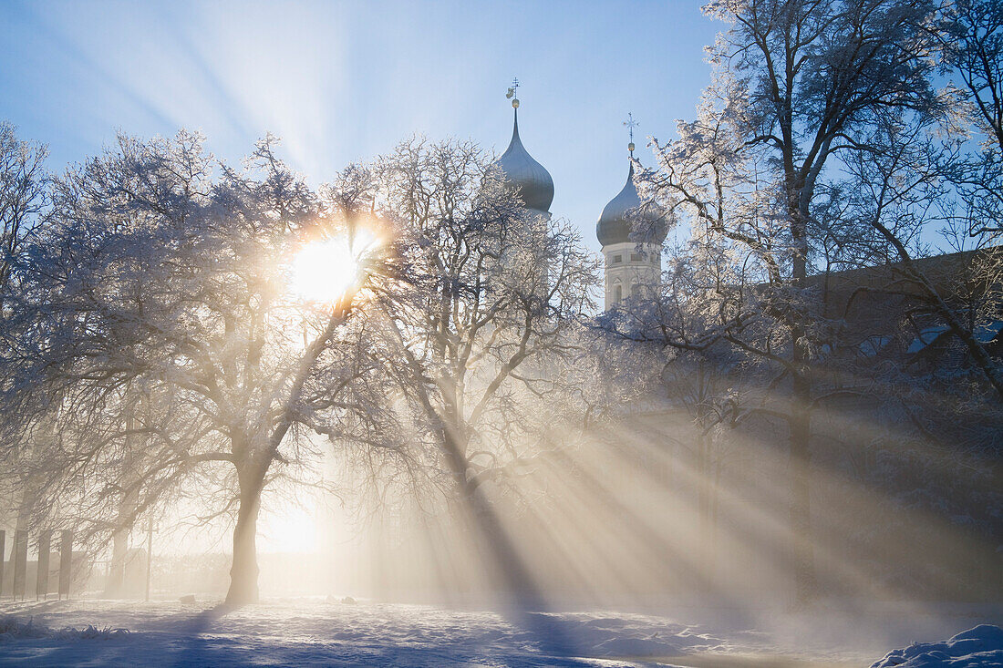 Benediktbeuern Abbey in winter, Upper Bavaria, Germany