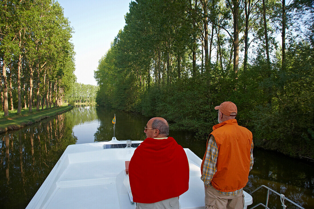 Pénichette auf dem Canal de la Somme bei Méricourt-sur-Somme, Dept. Somme, Picardie, Frankreich, Europa