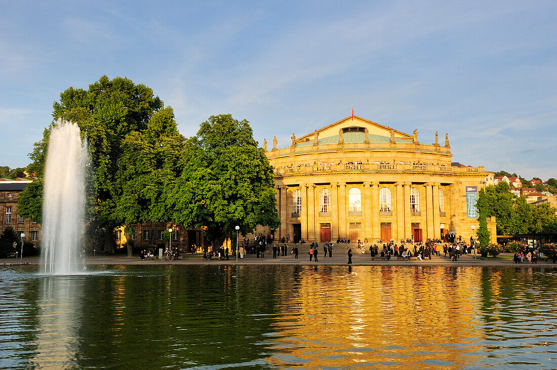 Opera in the evening light, Stuttgart, Baden-Wuerttemberg, Germany, Europe