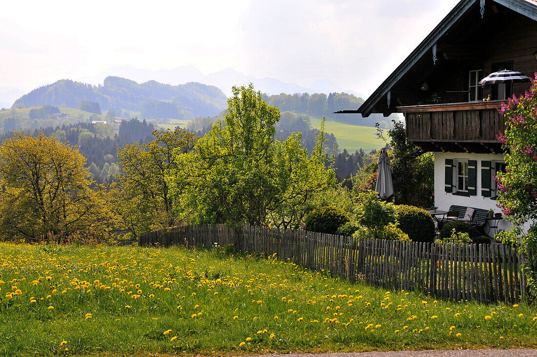 Haus bei Holzmann in Samerberg, Chiemgau, Landschaften in Bayern, Deutschland