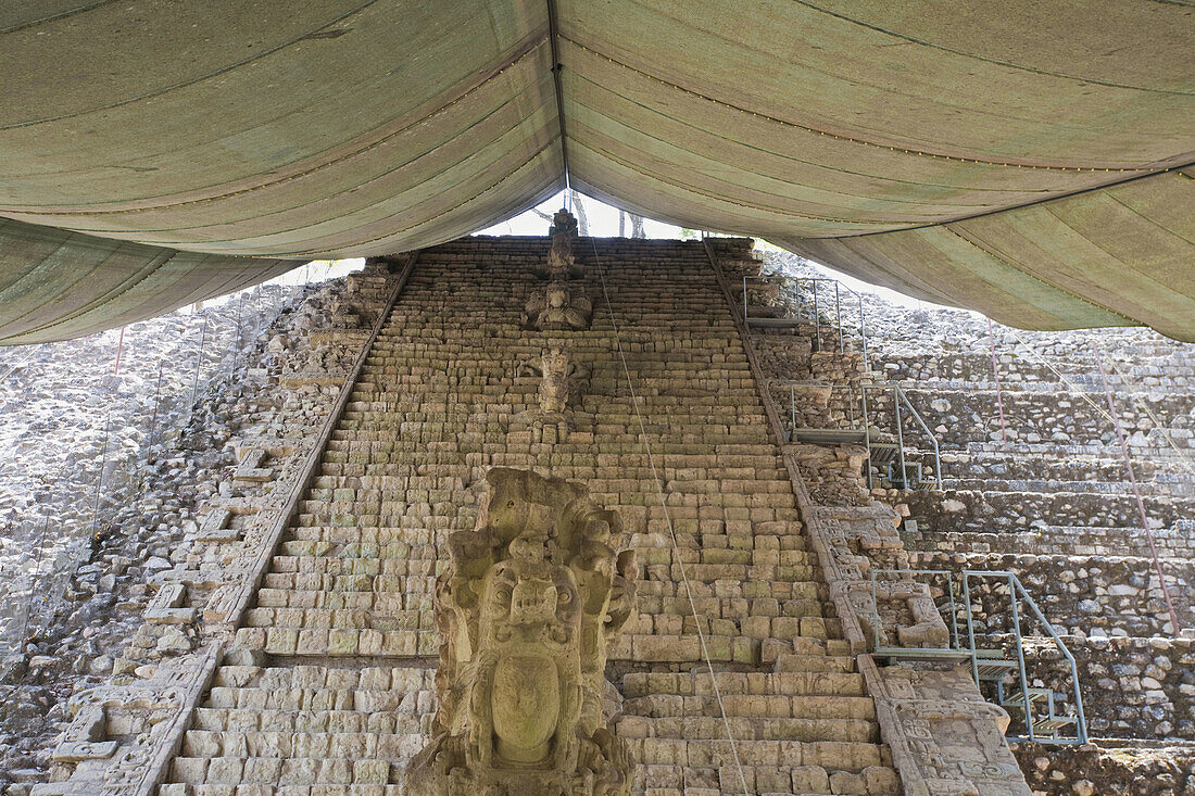 Hieroglyphic Stairway, Mayan ruins of Copan, Copan Ruinas, Honduras