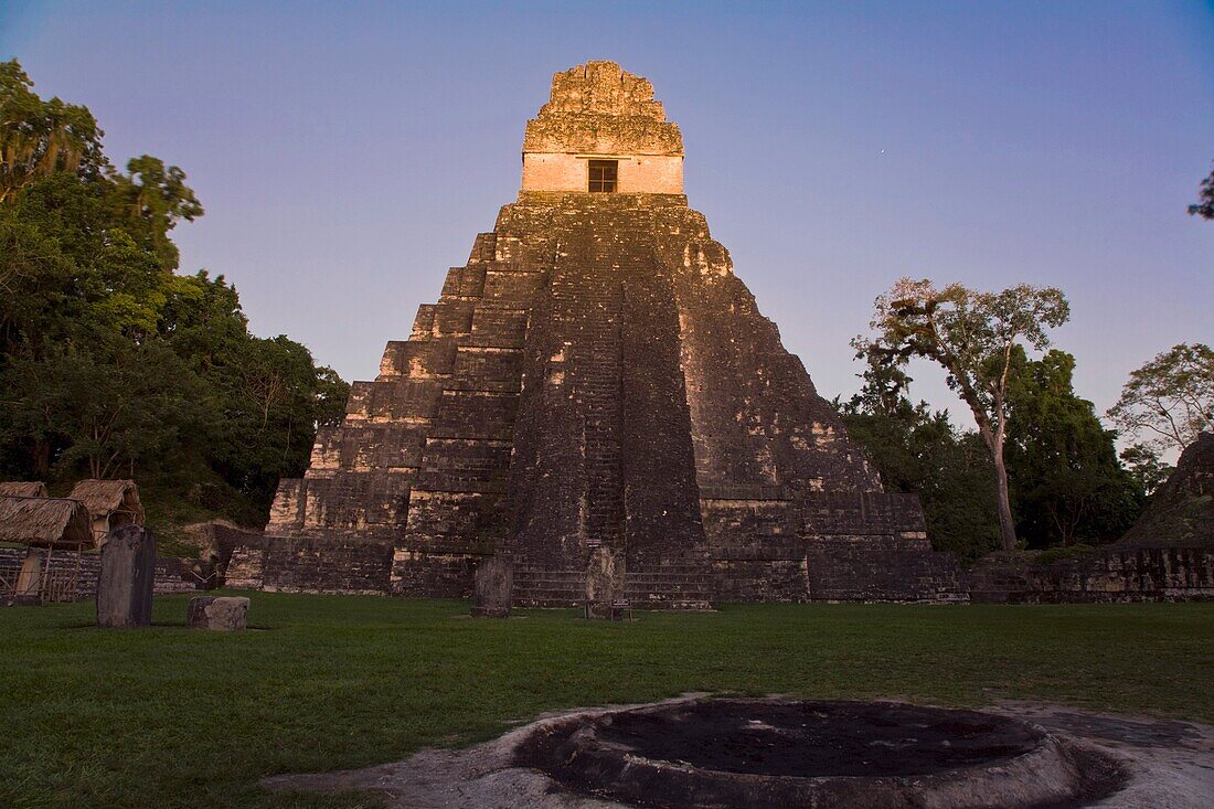 Temple I also known as Temple of the Great Jaguar, Great Plaza, Tikal, El Peten department, Guatemala