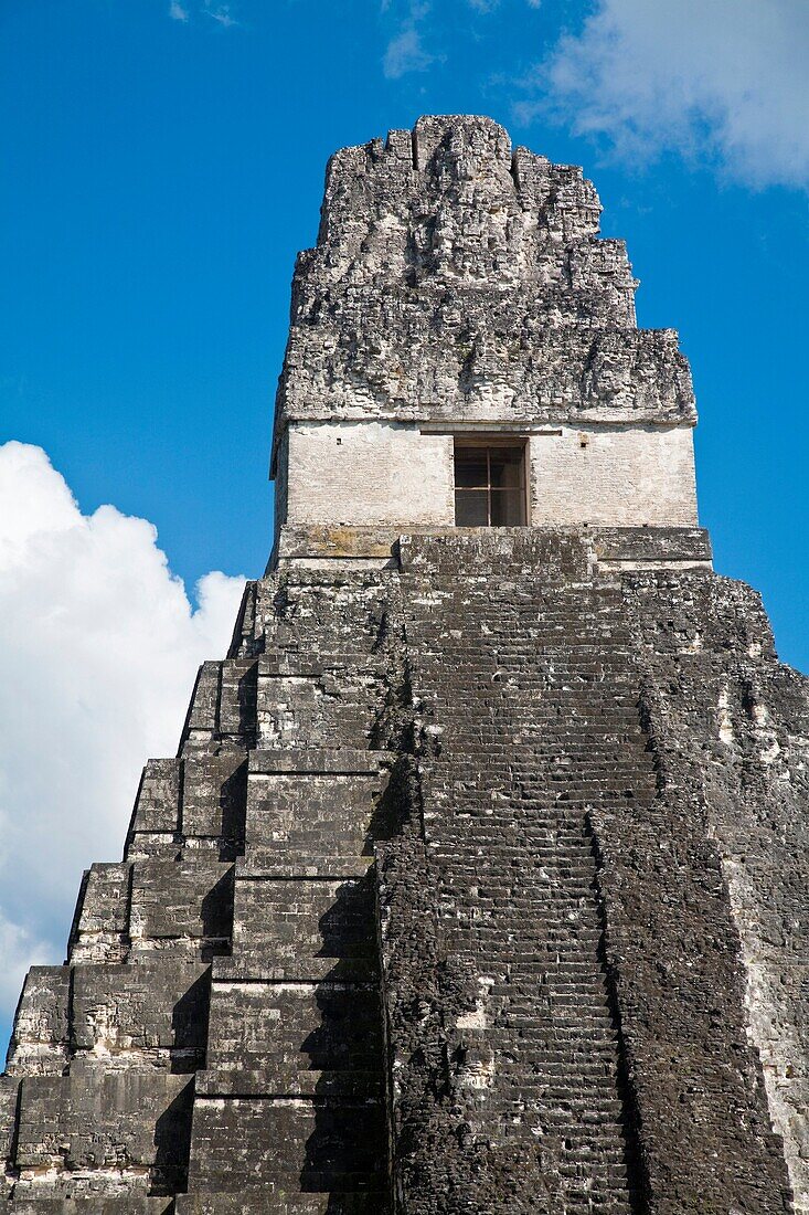 Temple I also known as Temple of the Great Jaguar, Great Plaza, Tikal, El Peten department, Guatemala