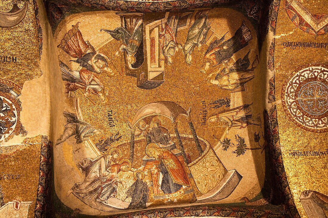 Presentation of Mary to the Temple mosaic inside Chora Museum, also known as Kariye Muzesi, Edirnekapi, Istanbul, Turkey