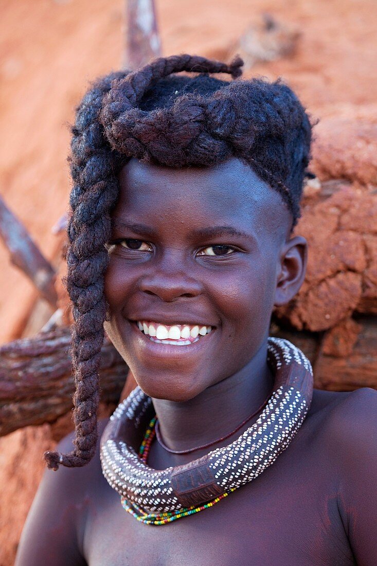 Himba girl with the typical necklace, Kaokoland, Namibia